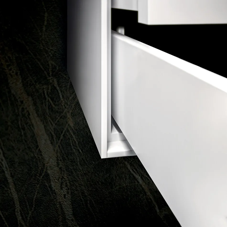 Badkamersamenstelling met voet, spiegel en harswastafel Made in Italy - kilo's Viadurini