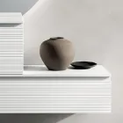 Badkameropstelling met lades, keramische wastafel en LED-spiegel - Elios Viadurini