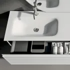 Badkameropstelling met lades, keramische wastafel en LED-spiegel - Elios Viadurini