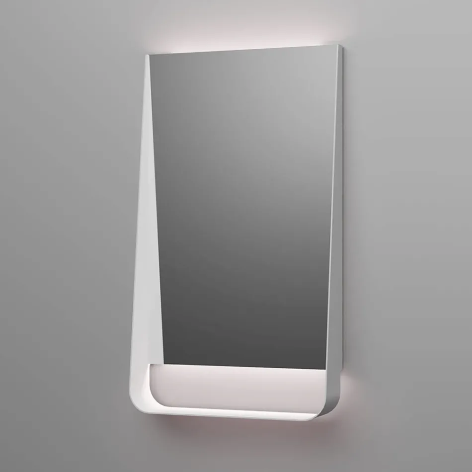 Badkameropstelling met poederroze lades, wastafel en spiegel - Elios Viadurini