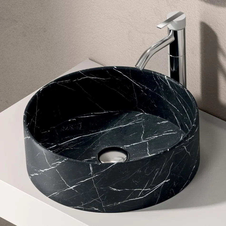 Badkameropstelling met lade, wastafel, spiegel, wandkast en plank - Elios Viadurini