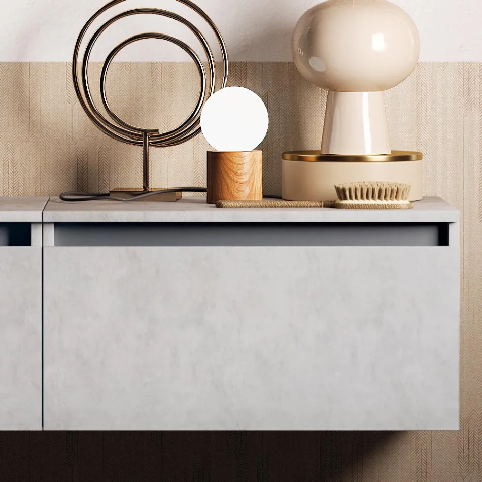 Badkamercompositie met wastafel, hangende basis en spiegel Made in Italy - Dream Viadurini