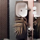 Badkamersamenstelling met keramische wastafel en spiegel Made in Italy - Dream Viadurini