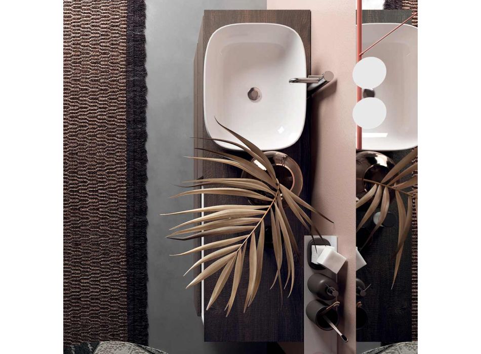 Badkamersamenstelling met keramische wastafel en spiegel Made in Italy - Dream Viadurini