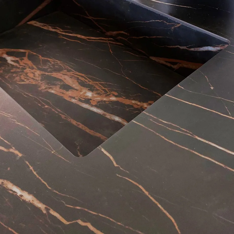 Badkamercompositie met Noir Desir Gres wastafel - Orione Viadurini