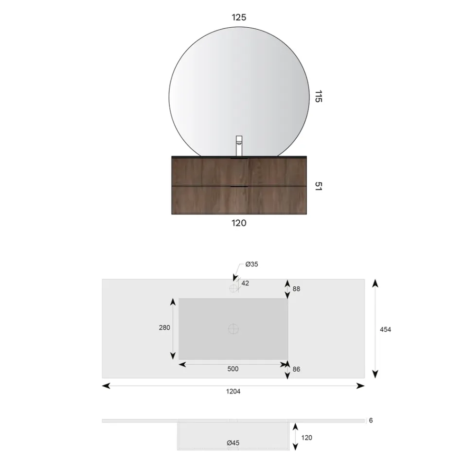 Badkamercompositie met Noir Desir Gres wastafel - Orione Viadurini