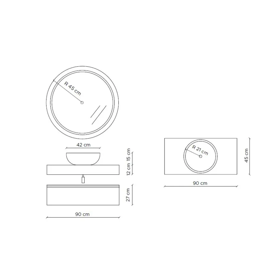 Badkamersamenstelling met harswastafel en spiegel Made in Italy - Palom Viadurini