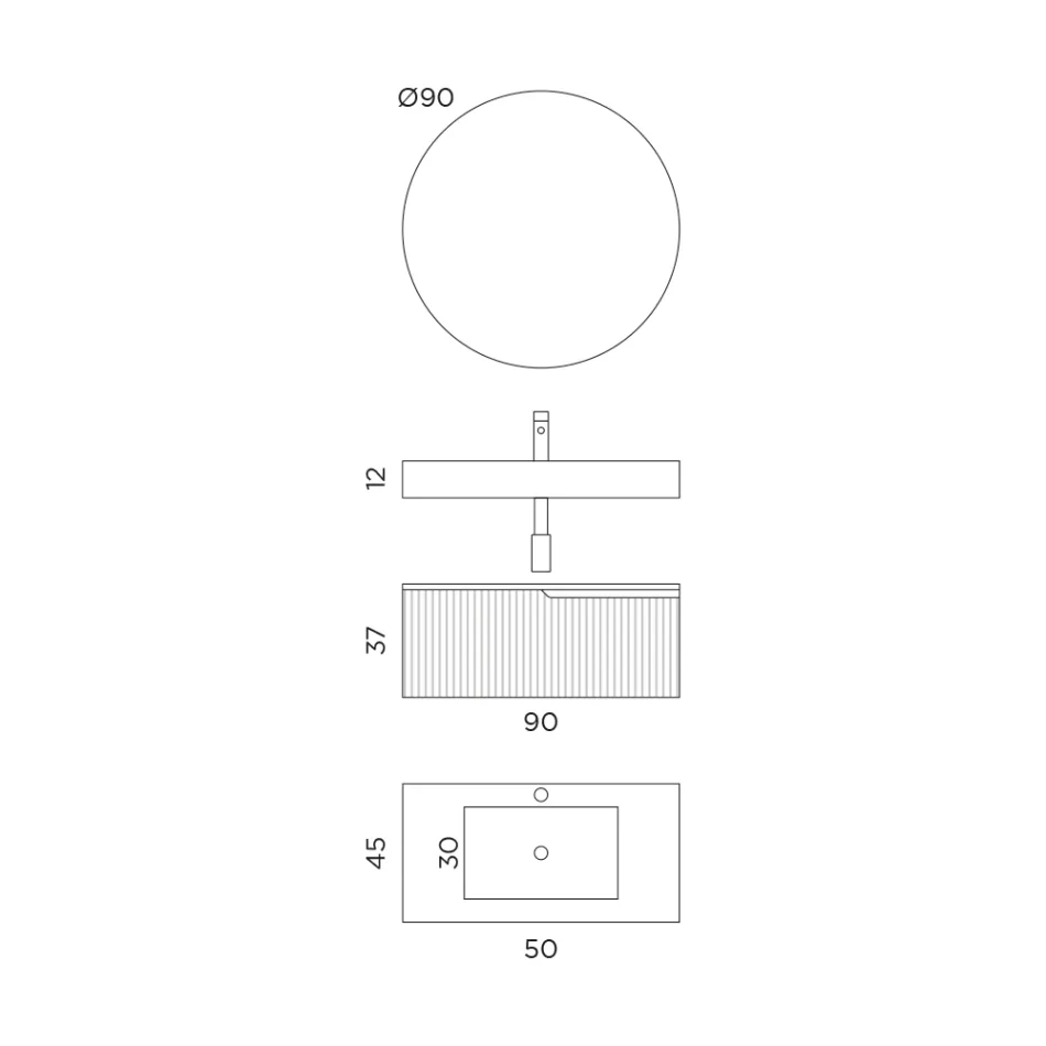 Badkamercompositie met Calacatta HPL-blad Made in Italy - Talassa Viadurini