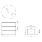 Badkamercompositie met spiegel, voetstuk en wastafel van kunsthars, gemaakt in Italië - kilo Viadurini