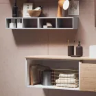 Badkamercompositie met spiegel met geïntegreerde lamp, wastafel en voet - Dream Viadurini