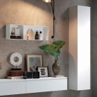 Badkamersamenstelling met spiegel en keramische wastafel Made in Italy - Palom Viadurini