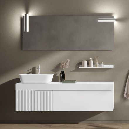 Badkamersamenstelling met spiegel en plank Made in Italy - Erebo Viadurini
