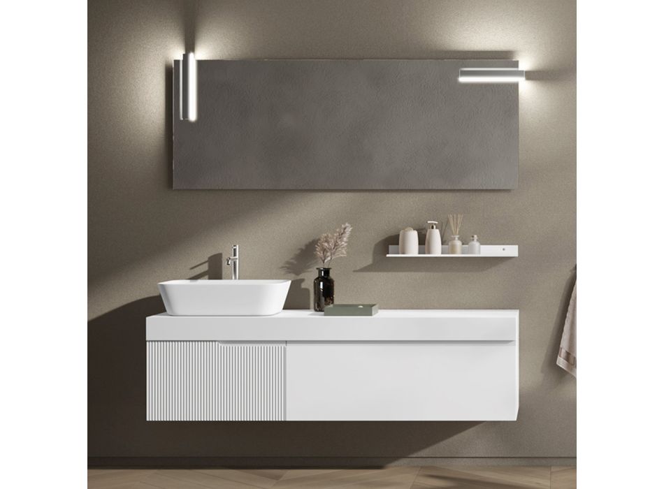 Badkamersamenstelling met spiegel en plank Made in Italy - Erebo Viadurini