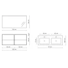 Badkamersamenstelling met spiegel, dubbele wastafel en onderstel Made in Italy - kilo's Viadurini