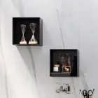 Badkamersamenstelling met spiegel, harswastafel en onderstel Made in Italy - Palom Viadurini