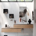 Badkamersamenstelling met spiegel, harswastafel en onderstel Made in Italy - Palom Viadurini