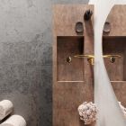 Badkamersamenstelling met moderne spiegel en consolewastafel Made in Italy - Palom Viadurini