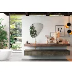 Badkamersamenstelling met moderne spiegel en consolewastafel Made in Italy - Palom Viadurini