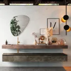 Badkamersamenstelling met moderne spiegel en consolewastafel Made in Italy - Palom Viadurini