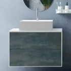 Badkamersamenstelling met ovale spiegel, voet en wastafel Made in Italy - kilo's Viadurini