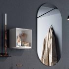 Badkamersamenstelling met ovale spiegel, wastafel en voet Made in Italy - Palom Viadurini