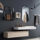 Badkamersamenstelling met ovale spiegel, wastafel en voet Made in Italy - Palom Viadurini