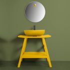 Design Badkamer Compositie Gele Kleur met Accessoires en Spiegel - Patryk Viadurini
