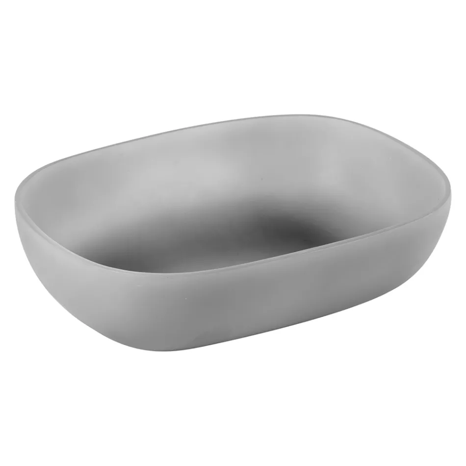 Grijs design badkamercompositie compleet met geëmailleerde accessoires - Georges Viadurini