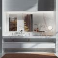 Dubbele badkamersamenstelling met rechthoekige spiegel en wastafel Made in Italy - Palom