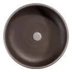 Grijze badkamercompositie met ronde spiegel en diverse accessoires - Maryse Viadurini