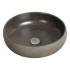 Grijze badkamercompositie met ronde spiegel en diverse accessoires - Maryse Viadurini