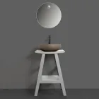 Grijze badkamercompositie met ronde spiegel en diverse accessoires - Maryse Viadurini