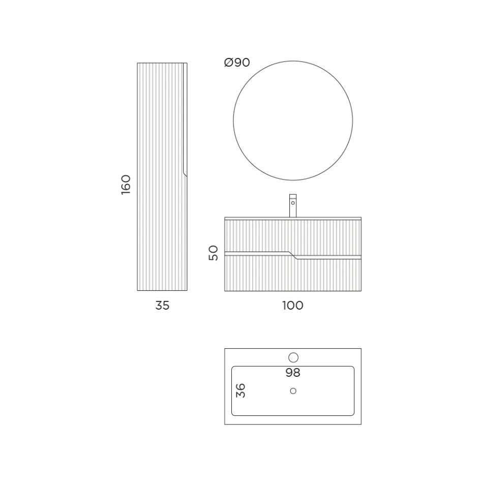 Badkamercompositie in Rio Cannettato Oak Made in Italy - Afrodite Viadurini