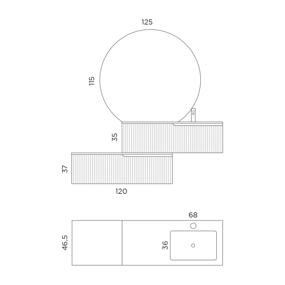 Badkamercompositie in Rio Oak en Cannettati Grey Made in Italy - Chrono Viadurini