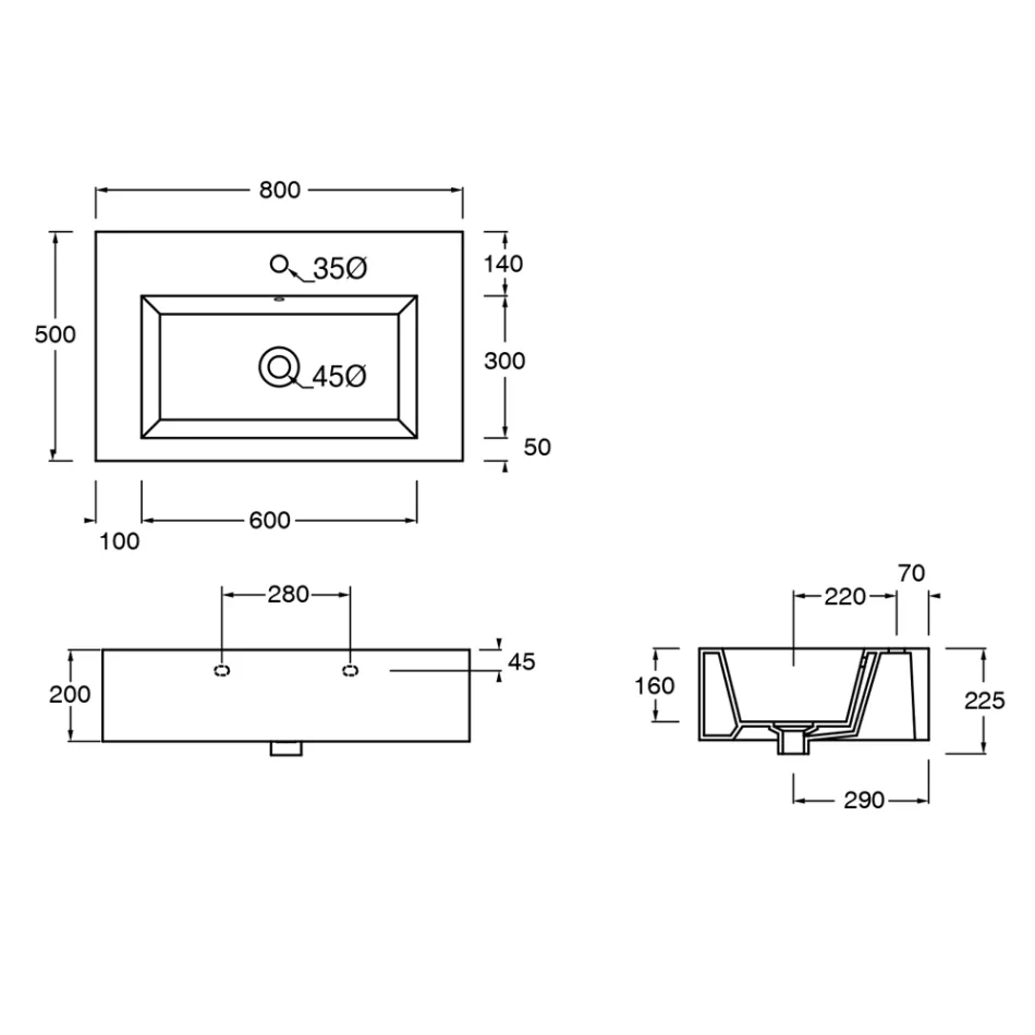 Badkamersamenstelling Keramische wastafel en stalen voet Made in Italy - Quadro Viadurini