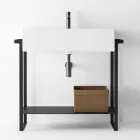 Badkamersamenstelling Keramische wastafel en stalen voet Made in Italy - Quadro Viadurini