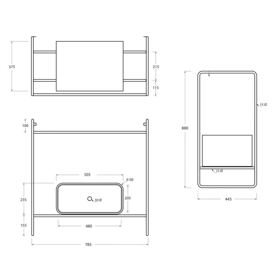 Badkamer Compositie Wastafel in keramiek en spiegel Made in Italy - Chantal Viadurini