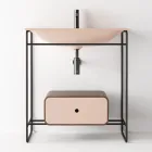 Badkamer Compositie Wastafel in keramiek en spiegel Made in Italy - Chantal Viadurini