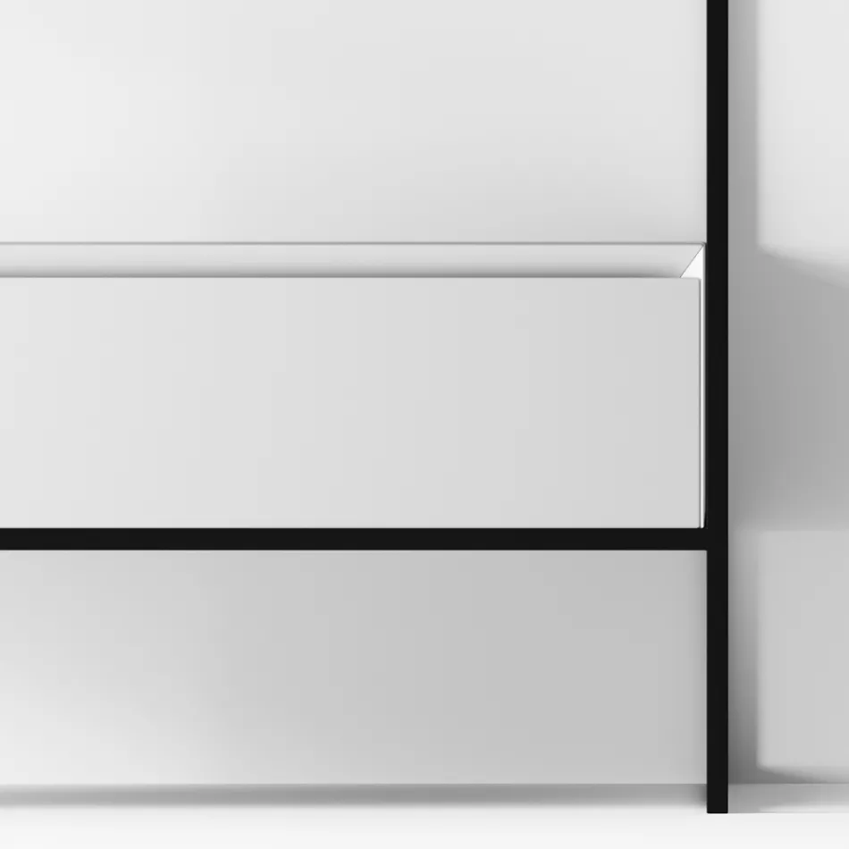 Badkamer Compositie Wastafel in keramiek en spiegel Made in Italy - Hoscar Viadurini