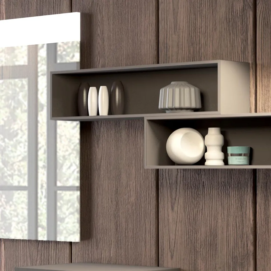 Hangende badkamercompositie in rookgrijs fenix gemaakt in Italië, Napels Viadurini