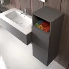 Hangende badkamercompositie in rookgrijs fenix gemaakt in Italië, Napels Viadurini