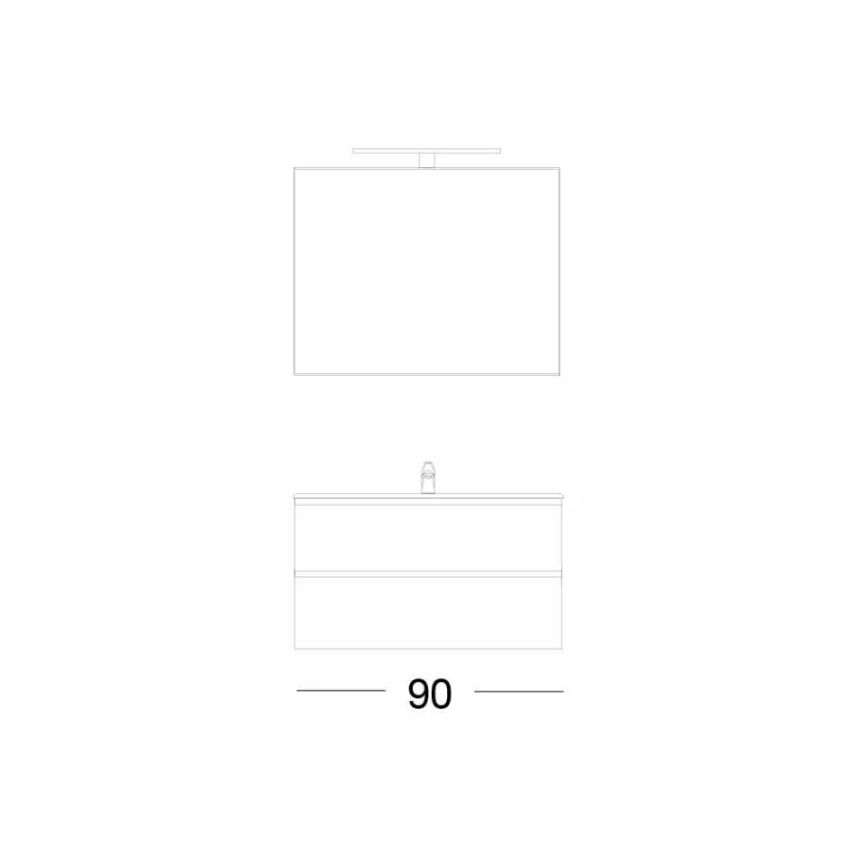 Samenstelling Opgeschorte Badkamer in Mdf Gelakt Gemaakt in Italië - Becky Viadurini