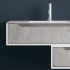 Hangende badkamersamenstelling, spiegel en betonnen sokkels Made in Italy - Polsen Viadurini