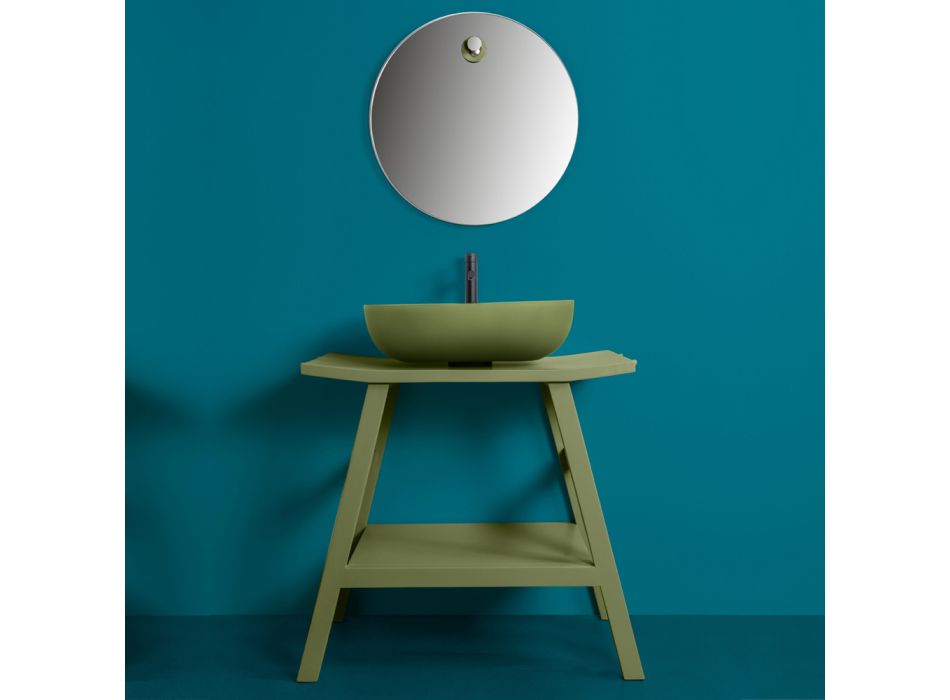 Groene badkamercompositie met antikraskast en accessoires - Patryk Viadurini