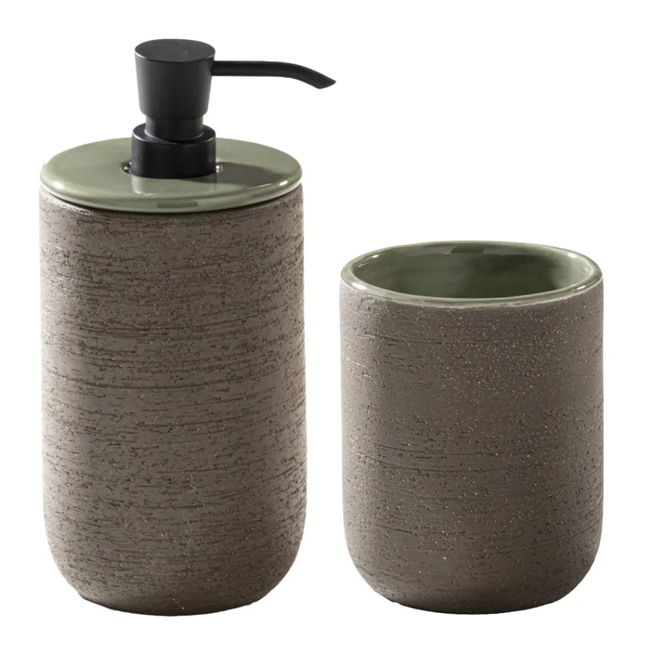 Groene badkamersamenstelling inclusief accessoires en onderkast - Georges Viadurini