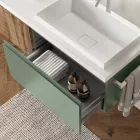 Badkamersamenstelling in saliegroen en Cannettato eiken Gemaakt in Italië - Uranus Viadurini