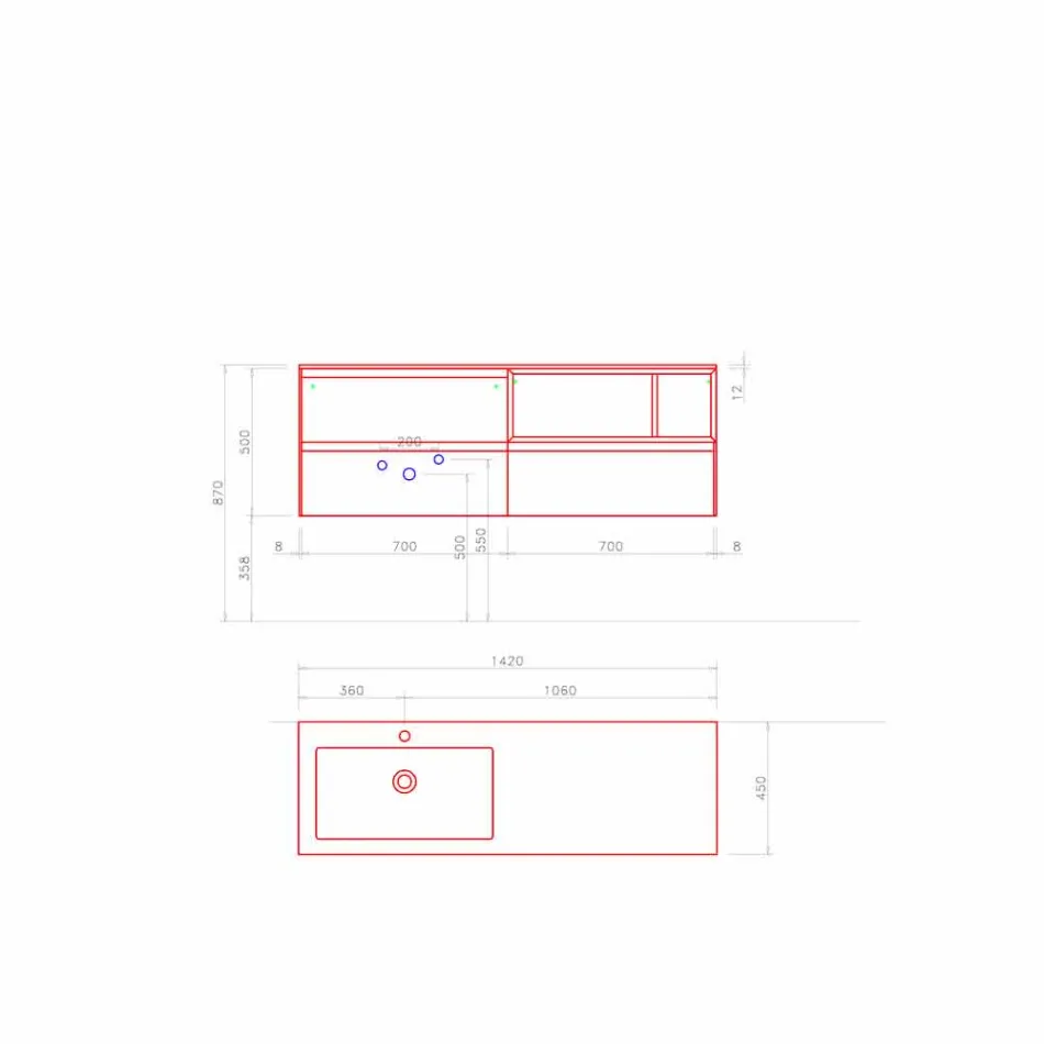 Samenstelling badkamermeubels, modern en hangend ontwerp Made in Italy - Callisi8 Viadurini