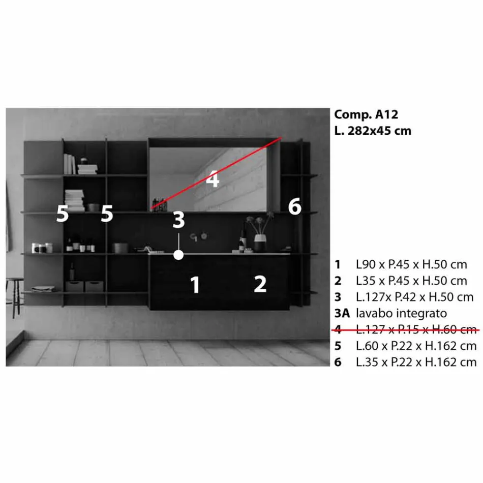 Hangende en moderne badkamermeubelsamenstelling, designmeubels - Callisi12 Viadurini