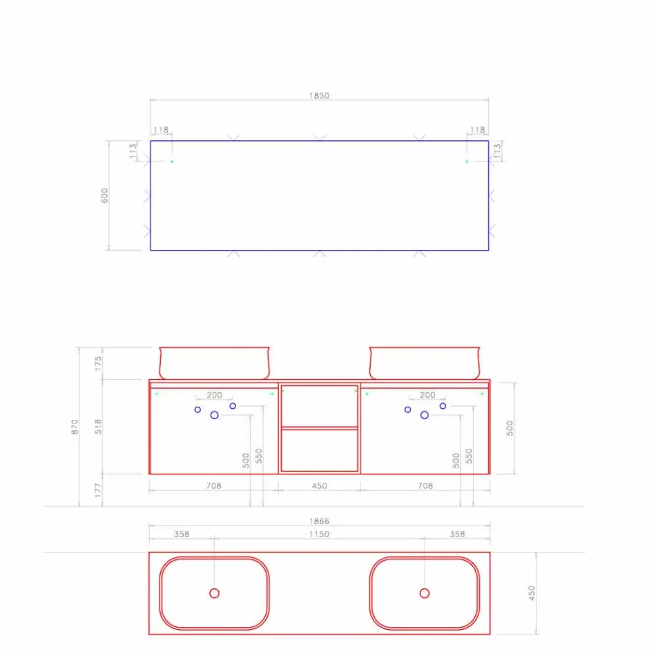 Modern design hangende badkamersamenstelling Made in Italy - Callisi14 Viadurini