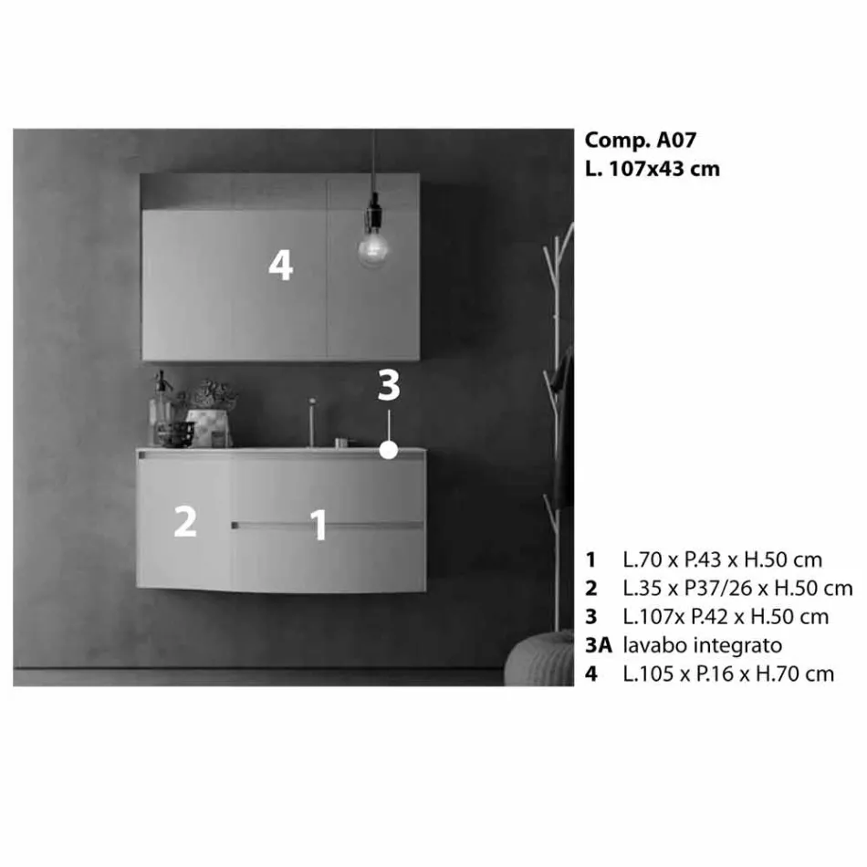 Moderne en hangende badkamersamenstelling Made in Italy Design - Callisi7 Viadurini
